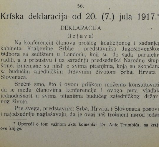 KRCKA DEKLARACIJA 20. SRPNJA 1917