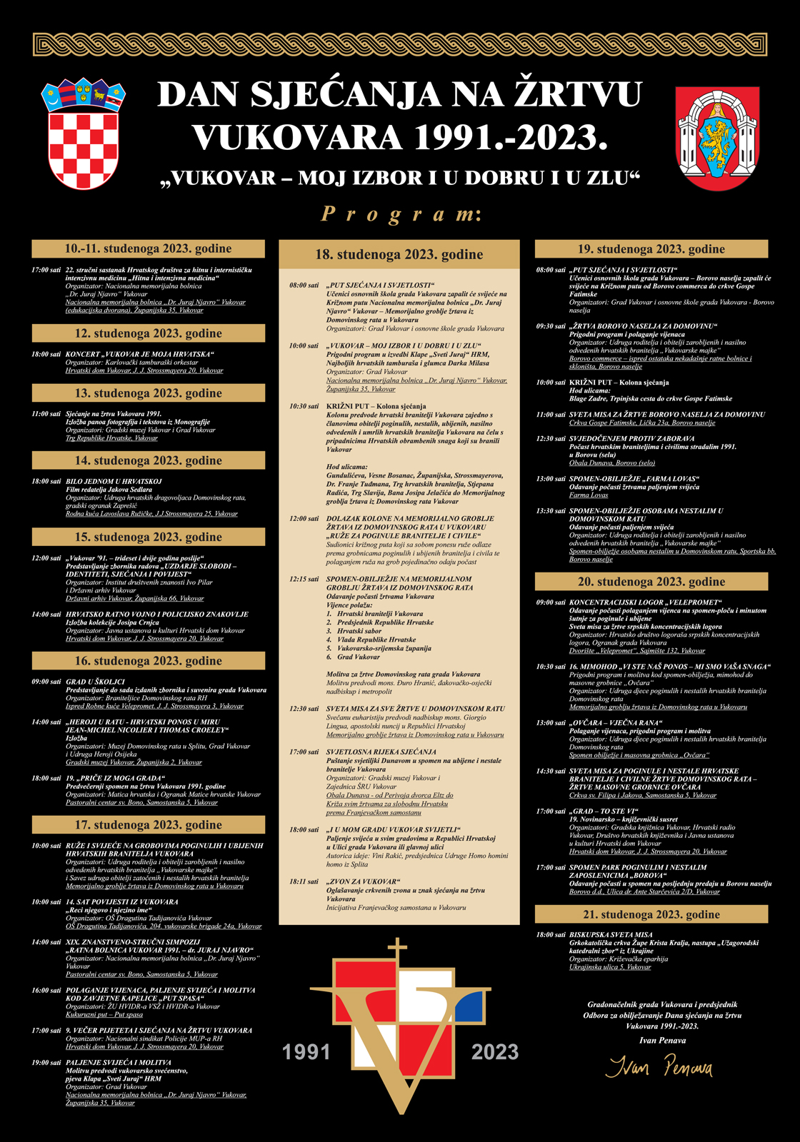 Program dan sjećanja na žrtvu Vukovara 1991 2023