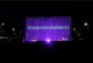 Zagreb, 08.02.2021 - Na zagrebačkim fontanama započelo je obilježavanje Međunarodnog dana epilepsije i Nacionalnog dana oboljelih od epilepsije. foto HINA/ Edvard ŠUŠAK/ es