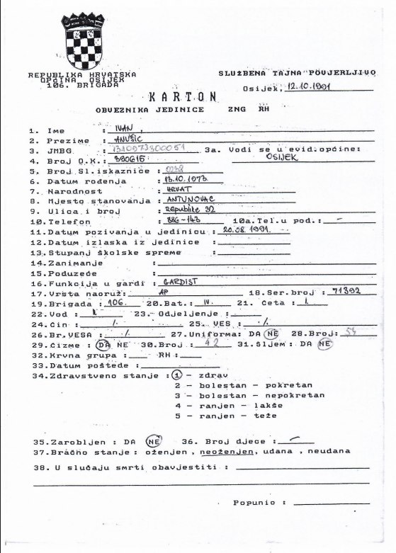 Karton Ivan Anušić, 106 brigada 